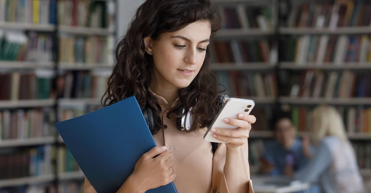 Student with phone