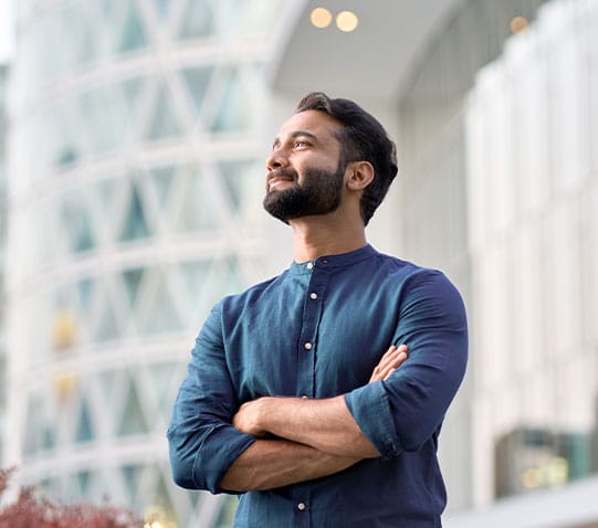 Man looking pleased