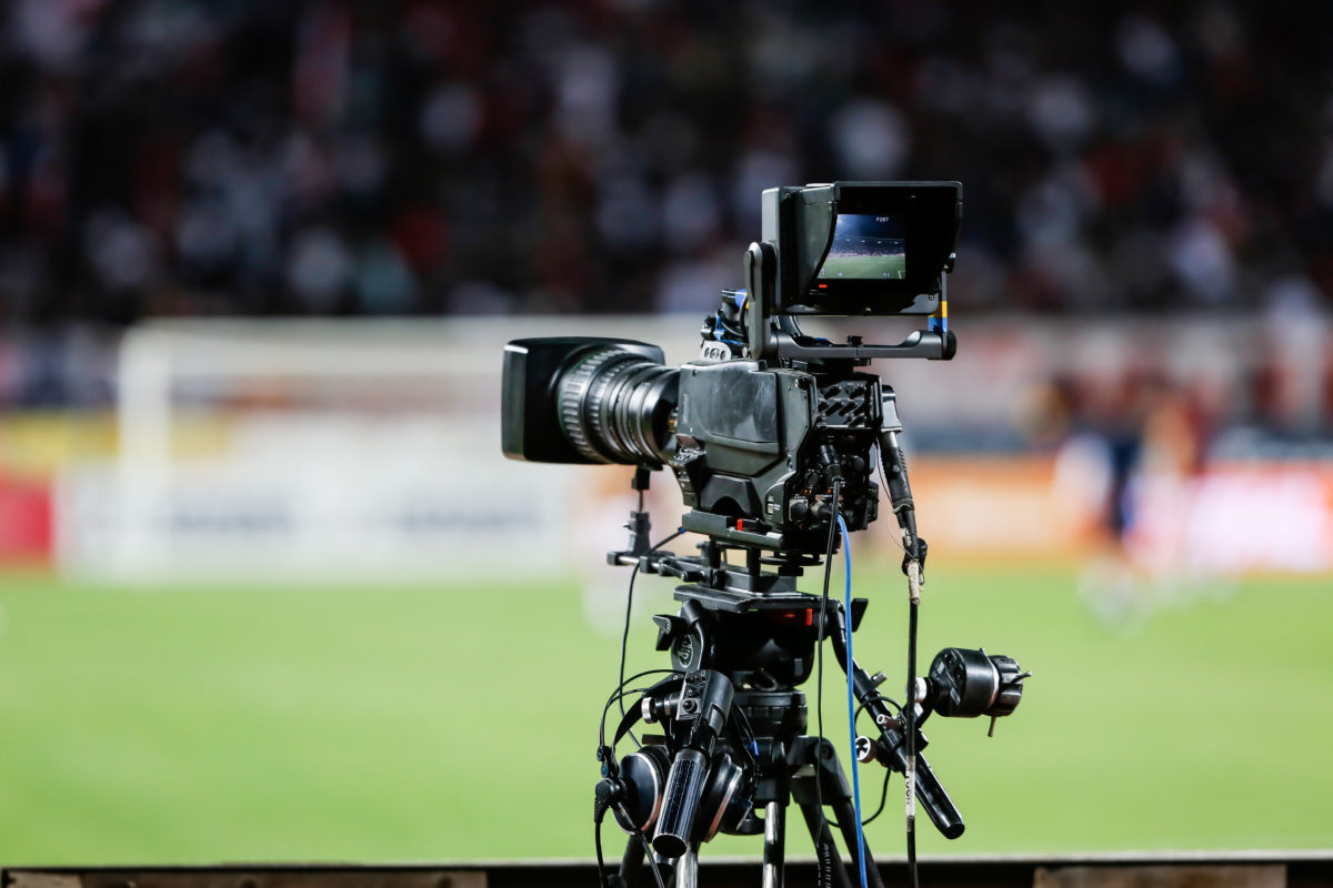 Broadcast camera at sports event