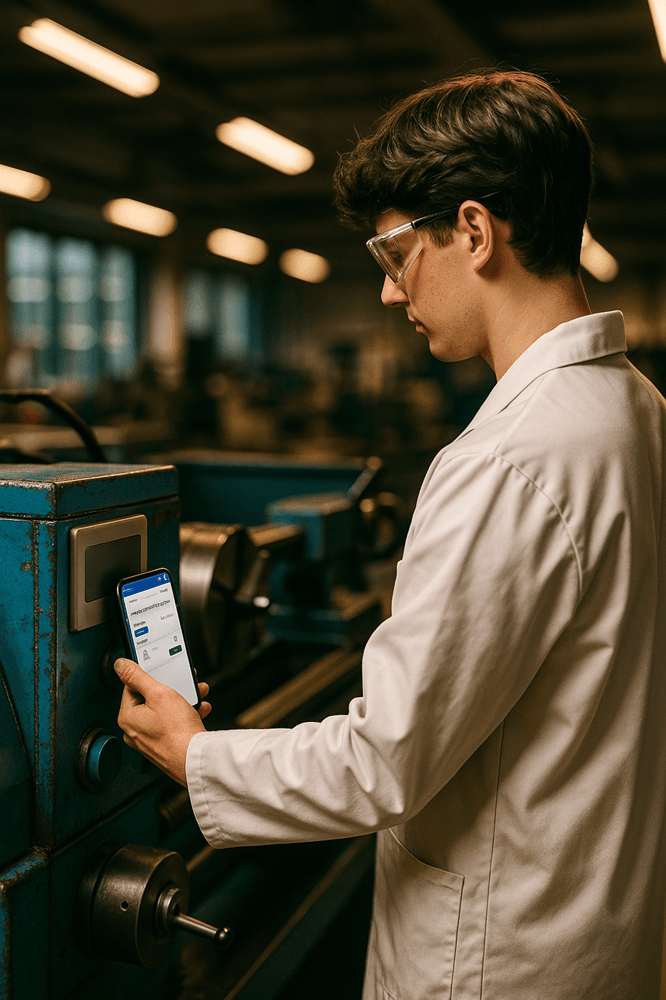 Student using RFID to use a machine