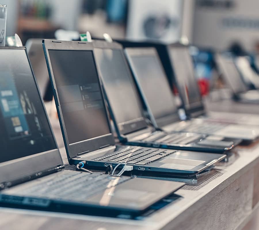 Laptops in a row