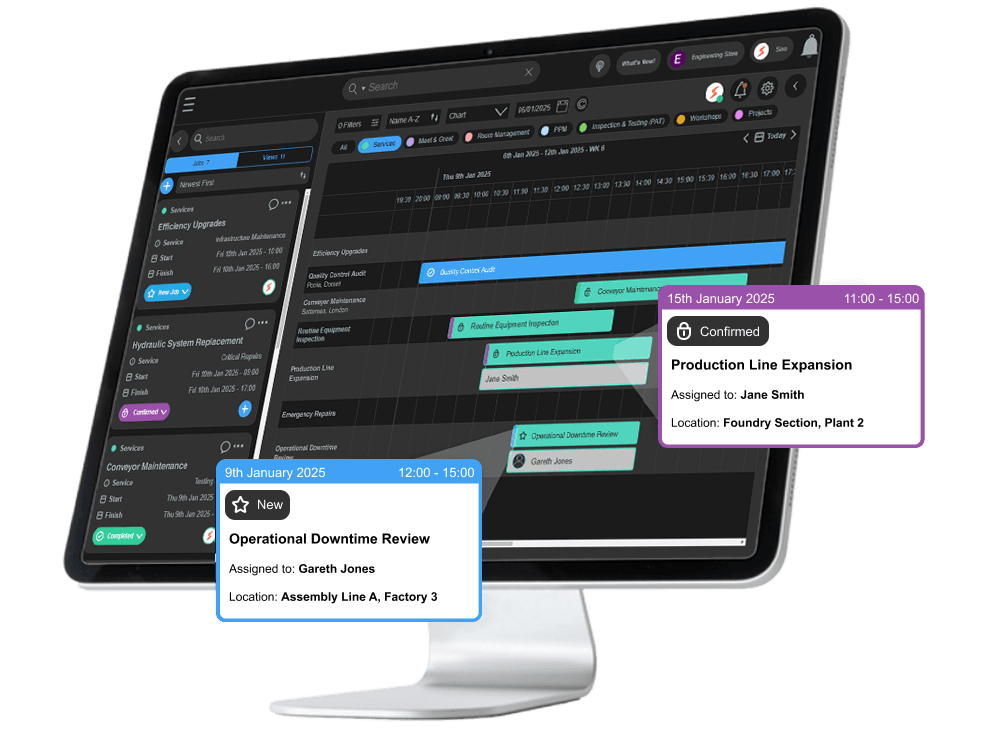EAMS workflow mockup with IMac