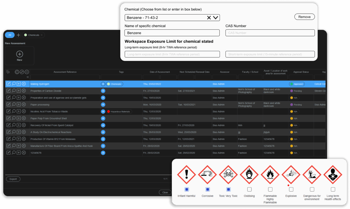 Chemical risk assetment mockup