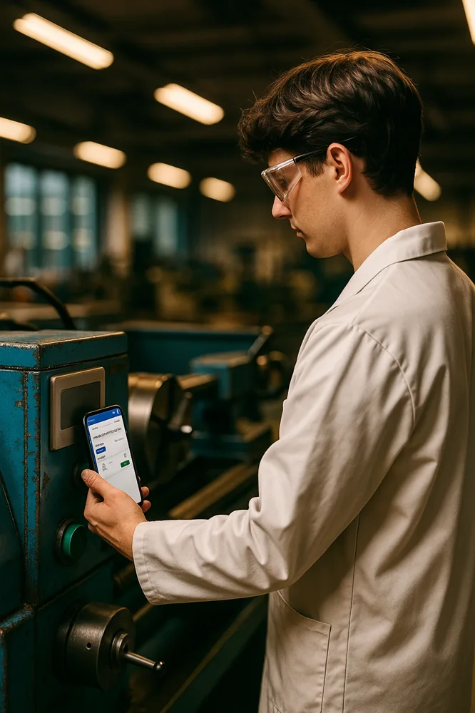 Student using Smarthub to start a machine
