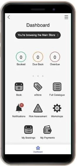 a smartphone displaying dashboard of SISO room booking software